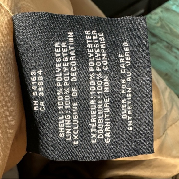 Cole Haan Men's Khaki Button Front Water Resistant Rain Coat Size Medium - Picture 13 of 14